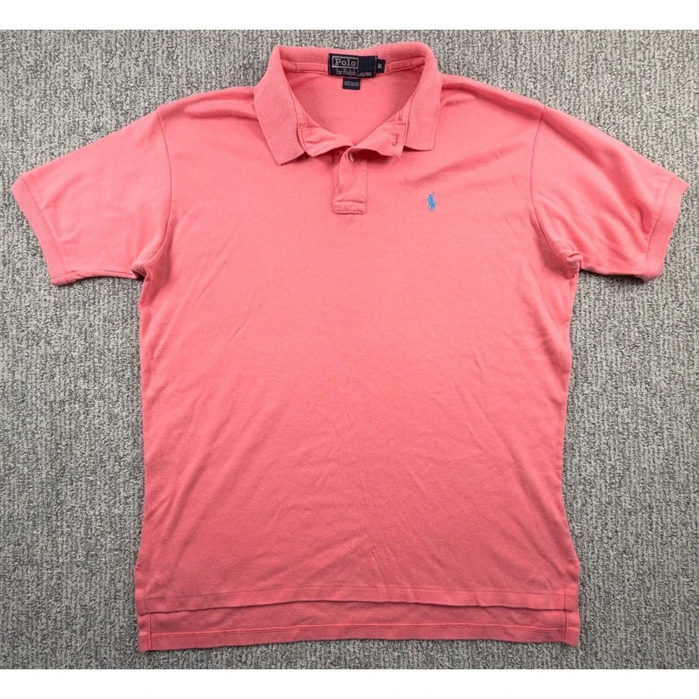 Polo Ralph Lauren Polo Shirt Men XL Pink Vintage Made in USA Cotton Pony Logo